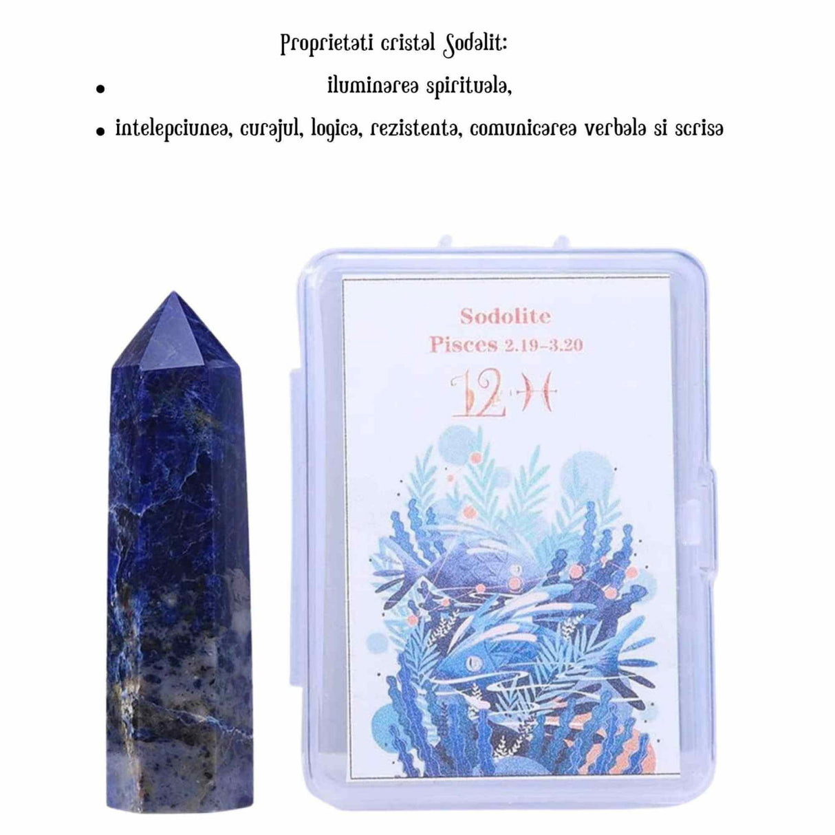 Varf de Cristal 6 cm pentru cele 12 zodii - Pietre semipretioase specifice zodiei Berbec- Un cadou deosebit