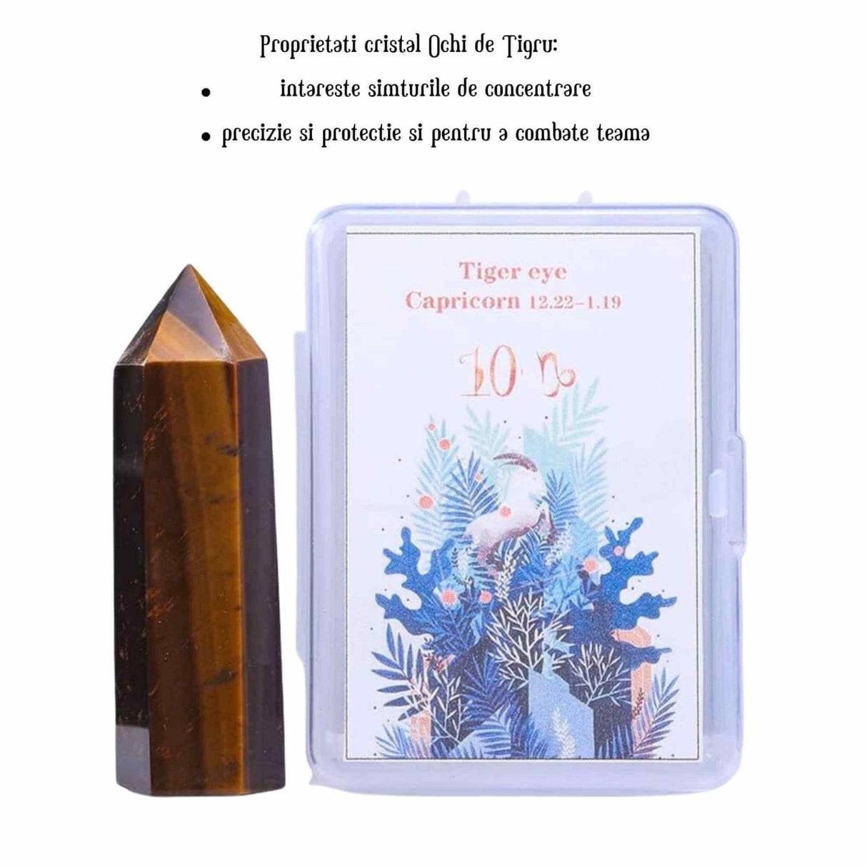 Varf de Cristal 6 cm pentru cele 12 zodii - Pietre semipretioase specifice zodiei Berbec- Un cadou deosebit