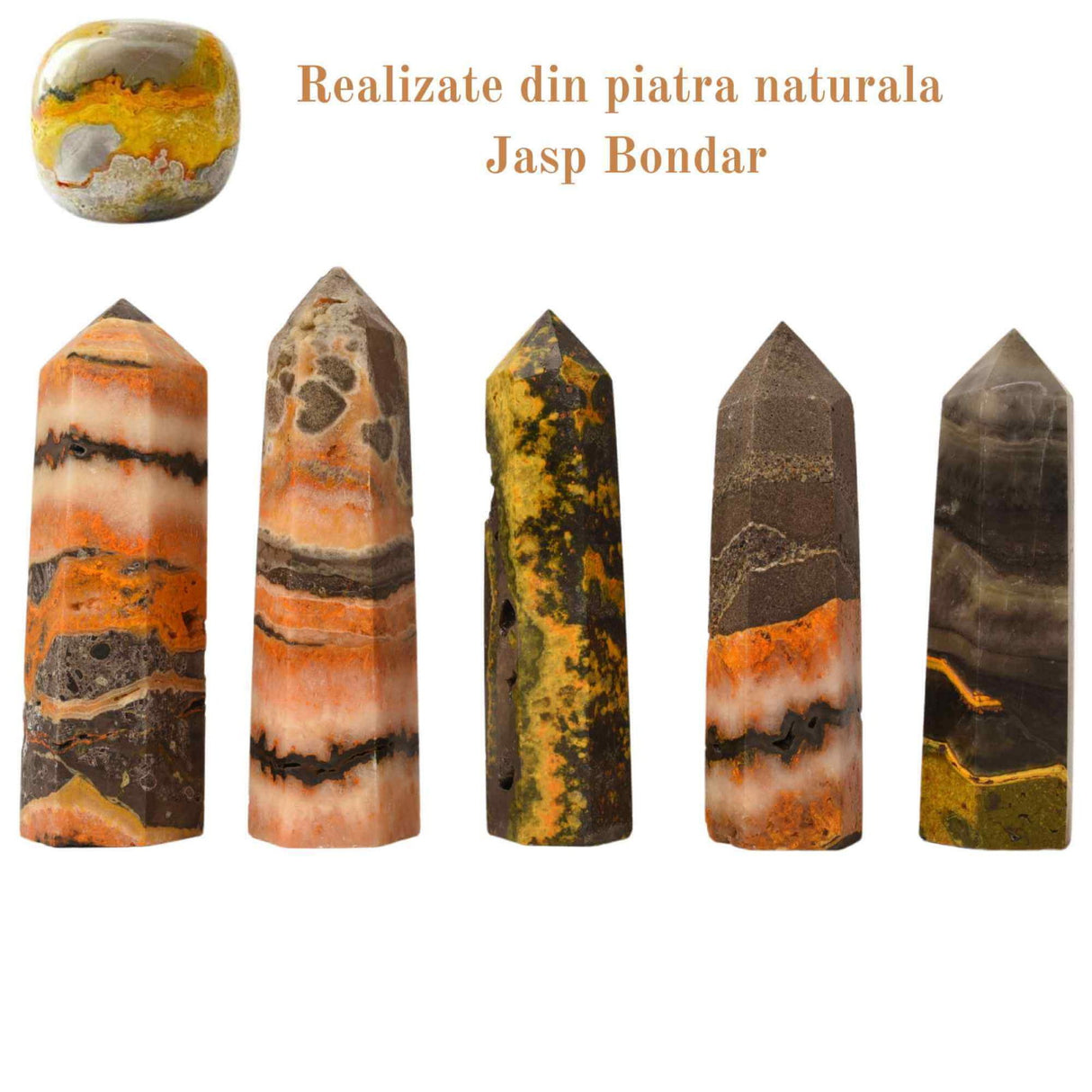 Turn din cristal natural unicat Jasp Bondar 8-9 cm - Protectie si echilibru