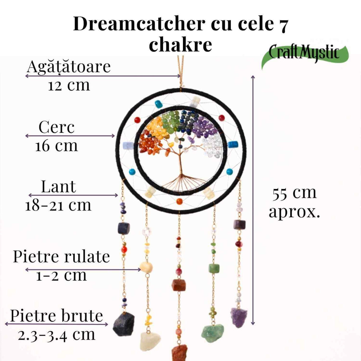 Dreamcatcher cu cele 7 chakre - un simbol al armoniei interioare si al protectiei spatiului personal