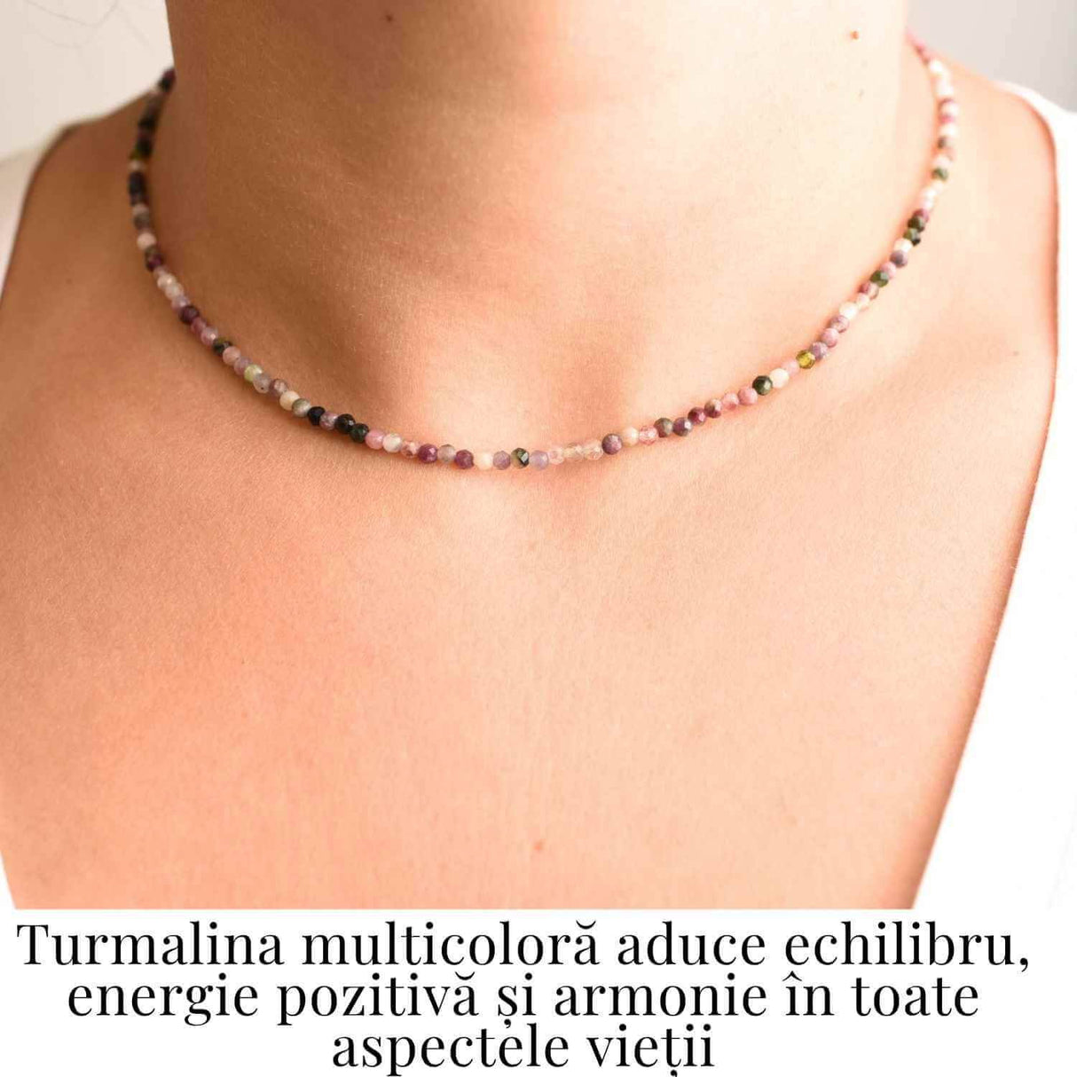 Energie si Armonie - Colier din Argint 925 cu Turmalina Multicolora Fatetata