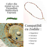 Energie si Armonie - Colier din Argint 925 cu Turmalina Multicolora Fatetata