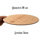 Placa pentru Cristale cu Geometrie Sacra pentru Cele Sapte Chakre - Grid din Lemn MDF 30 cm
