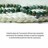 Set 2 Bratari elastice cu Margele 8mm din Turcoaz African Pentru Vindecare, Alinarea Anxietatii si Stresului