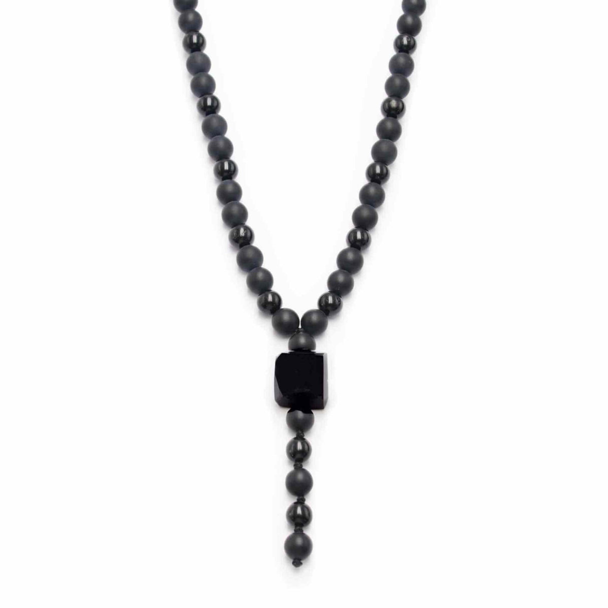 Colier cu Margele din Obsidian Negru si Onyx model Y Turmalina neagra