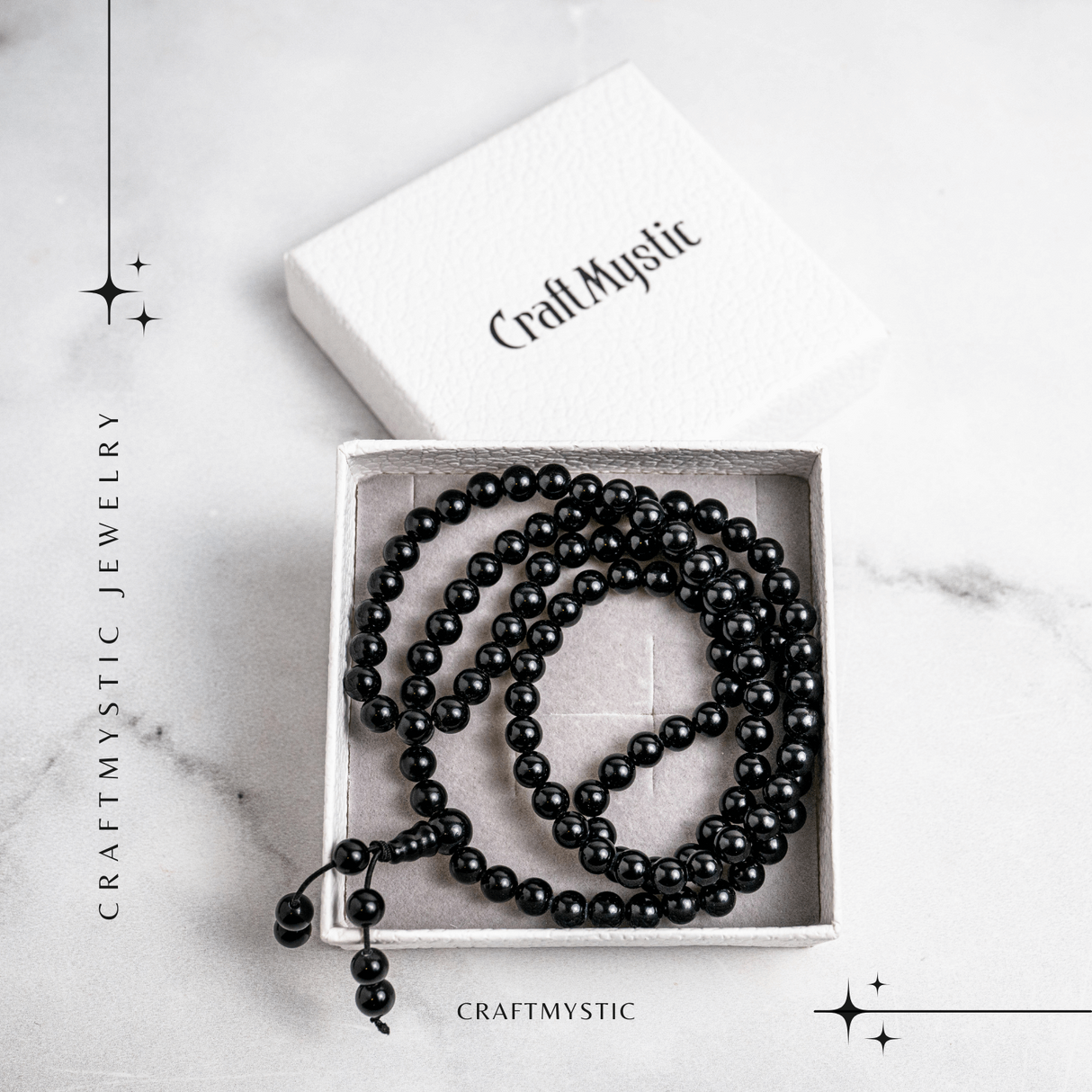 Protectie si Claritate - Colier Mala cu Obsidian si Ciucure Boho
