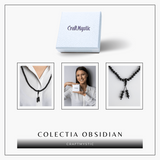 Protectie si Claritate - Colier Mala cu Obsidian si Ciucure Boho
