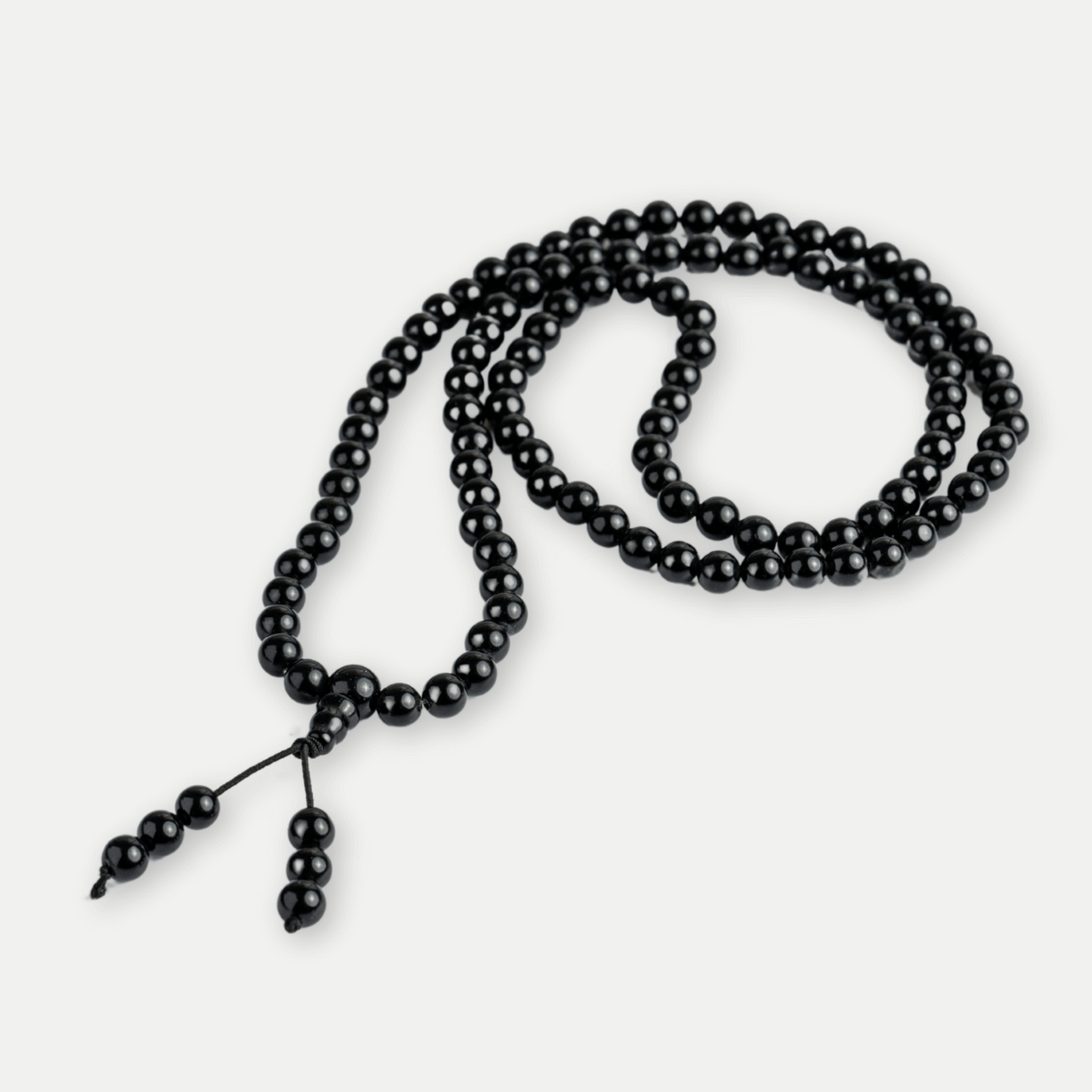 Protectie si Claritate - Colier Mala cu Obsidian si Ciucure Boho