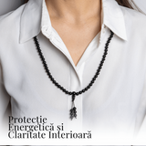 Protectie si Claritate - Colier Mala cu Obsidian si Ciucure Boho